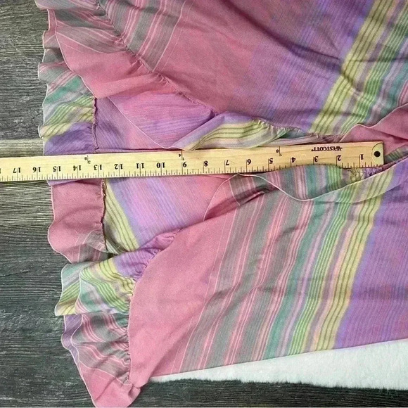 Vintage Alice Maloof Ruffled Nightgown Dress Size XS Lingerie 1960s Candy Stripe - Picture 8 of 13